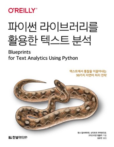 파이썬 라이브러리를 활용한 텍스트 분석 (텍스트에서 통찰을 이끌어내는 98가지 자연어 처리 전략) / 9791169210331
